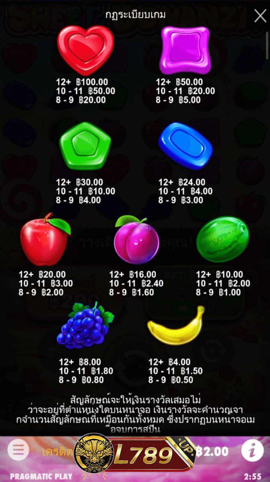 ตัวอย่างเกม Sweet Bonanza 5